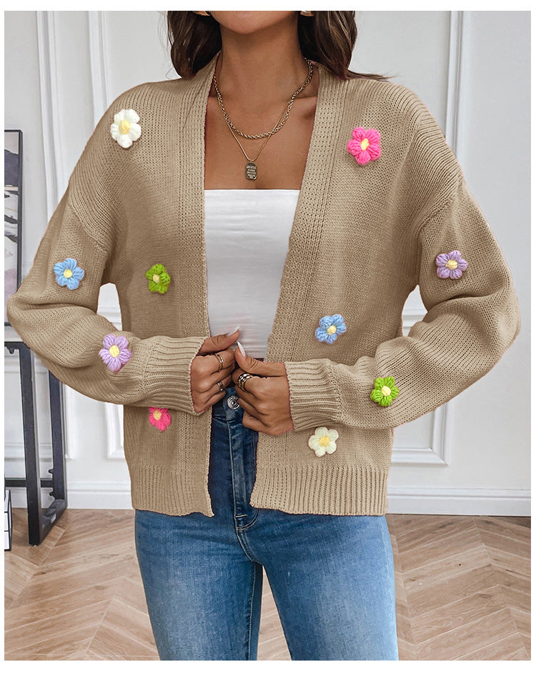 Flower Sweet Knitted Cardigan Sweater Coat