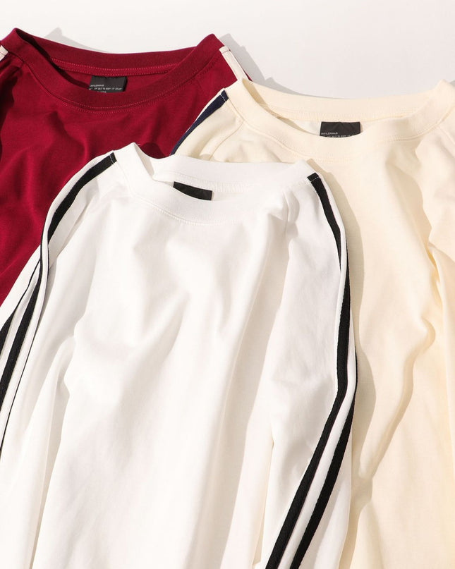 American-style Retro Three-bar Long-sleeved T-shirt For Men