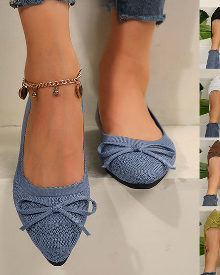 Bow Knitted Loafers Ins Fashion Pointed-toed Flats Shoes For Women