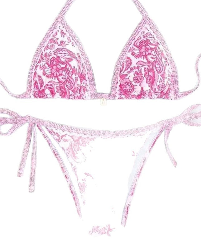 Womens Printed Two-Piece Swimsuit With Tie-Back Design