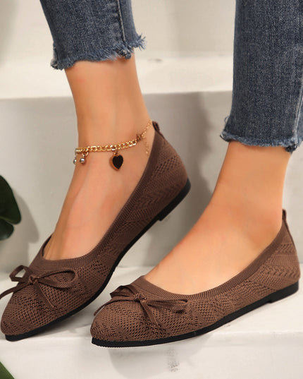 Bow Knitted Loafers Ins Fashion Pointed-toed Flats Shoes For Women