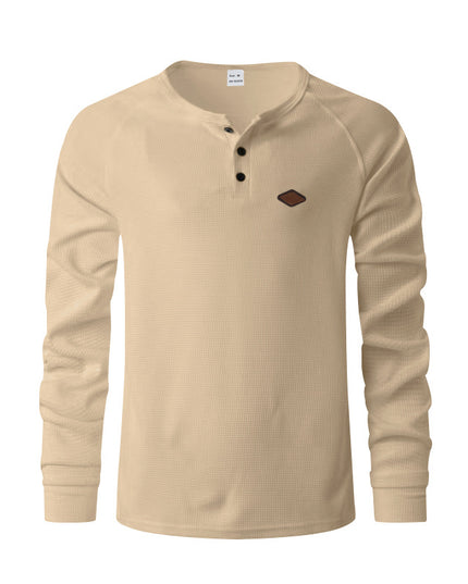 Waffle Buckle Quick-drying Raglan Henry Long Sleeve