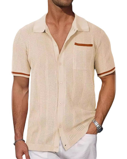 Short-sleeved Shirt Pocket Hollow Breathable Cool Summer Men's Casual Jacket Cardigan