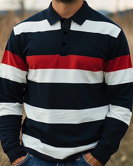 Men's Button Casual Slim Lapel 3D Printed Long Sleeve