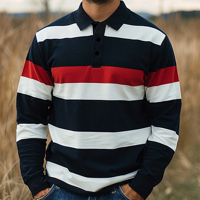 Men's Button Casual Slim Lapel 3D Printed Long Sleeve