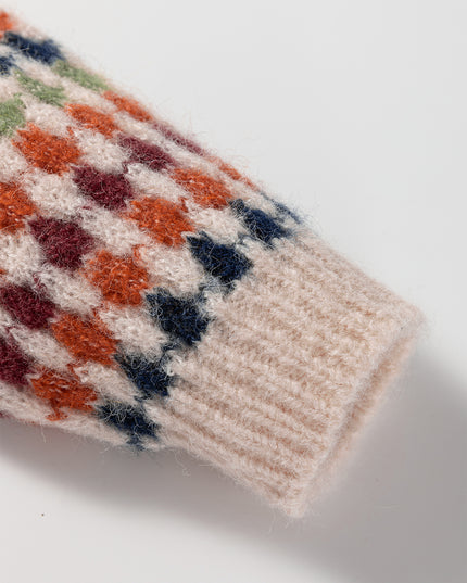 Multicolour Dotty Striped Pattern Knit Drop Shoulder Sweater
