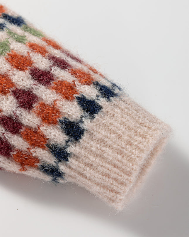 Multicolour Dotty Striped Pattern Knit Drop Shoulder Sweater