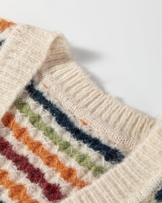Multicolour Dotty Pattern Knit Button Front V Neck Sweater Cardigan