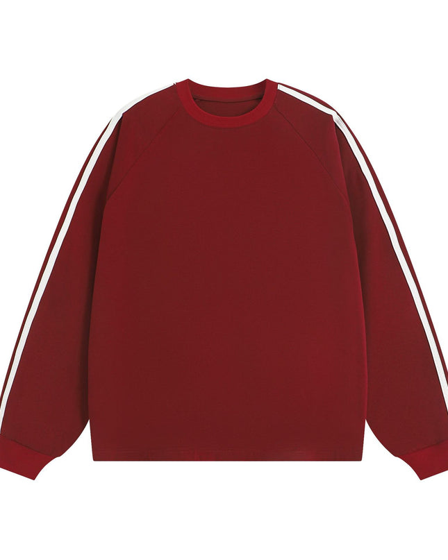 American-style Retro Three-bar Long-sleeved T-shirt For Men
