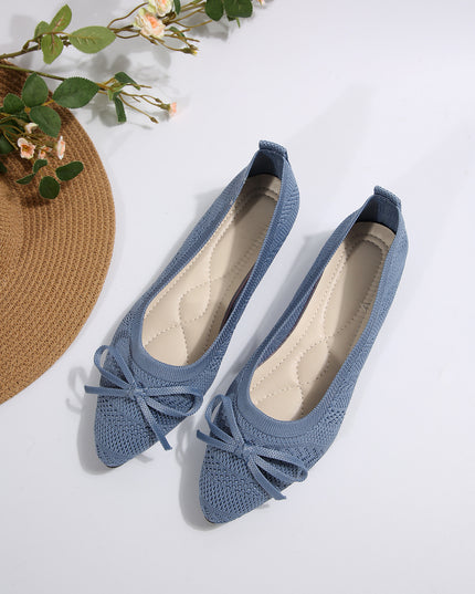 Bow Knitted Loafers Ins Fashion Pointed-toed Flats Shoes For Women