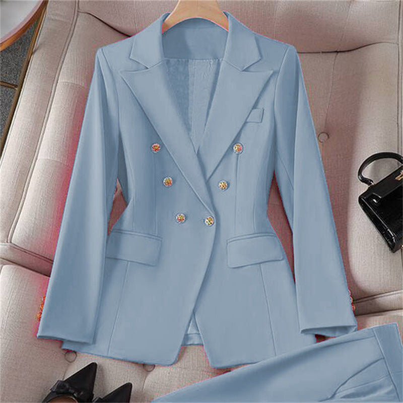 Small Suit Retro Jacket Slim Fit Fashionable Women's Casual Design Top Trousers Suit