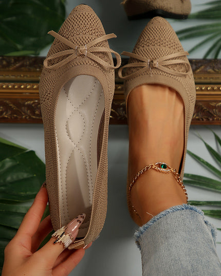 Bow Knitted Loafers Ins Fashion Pointed-toed Flats Shoes For Women