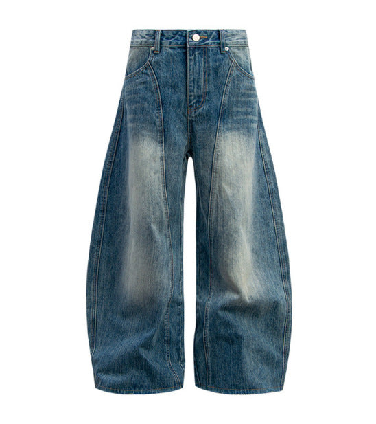 American-style Vintage Washed, Distressed Silhouette Bootcut Jeans