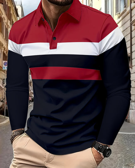 Men's Button Casual Slim Lapel 3D Printed Long Sleeve