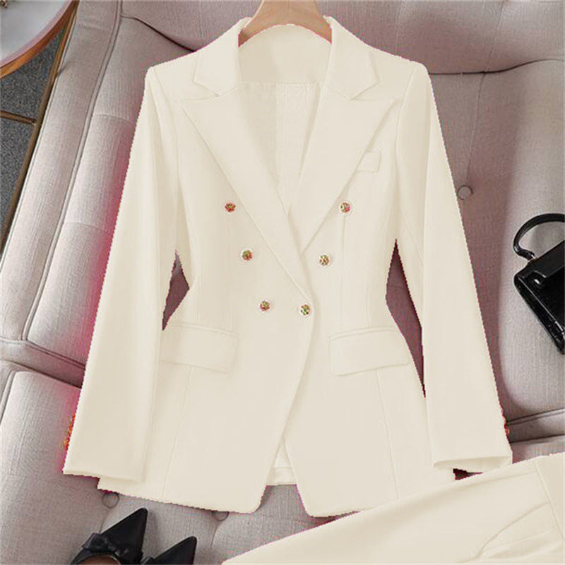Small Suit Retro Jacket Slim Fit Fashionable Women's Casual Design Top Trousers Suit