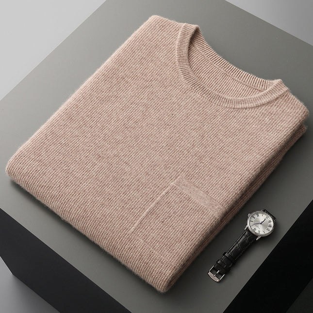 Men's Round Neck Jacquard Pullover Business Knitted Outerwear Vest