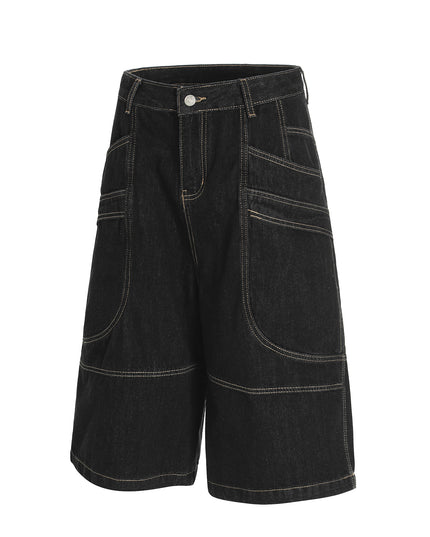 Retro Unisex Washed Mens Loose Denim Shorts