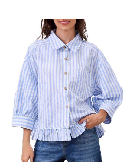 Loose-fitting Casual Top with Three-quarter Sleeves
