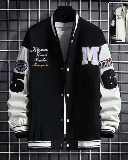 Men's Baseball Jacket Fashion Casual Letter Number Print Button-down Tops Streetwear Clothing