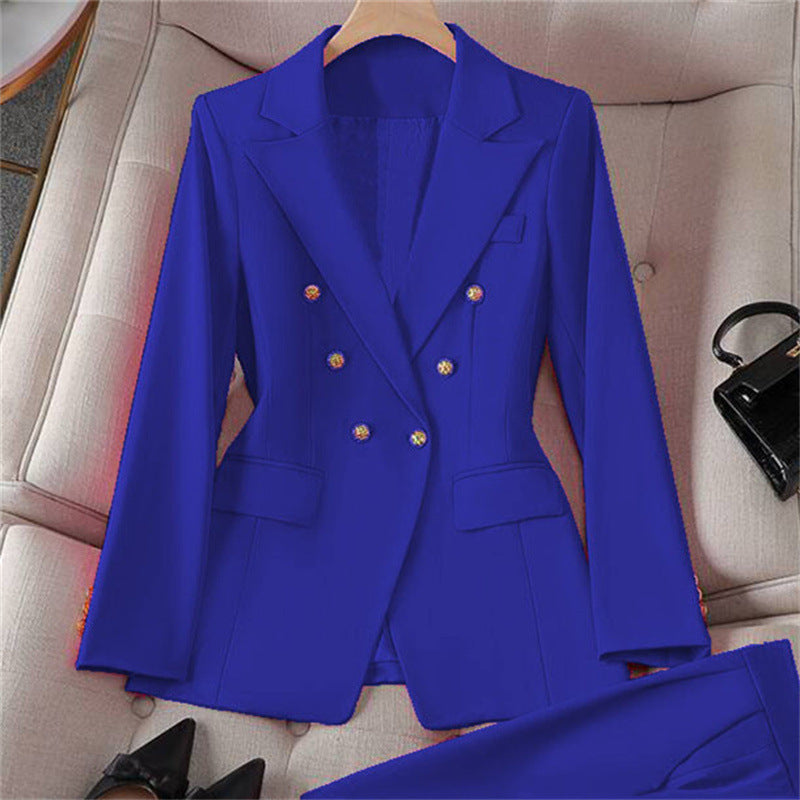 Small Suit Retro Jacket Slim Fit Fashionable Women's Casual Design Top Trousers Suit