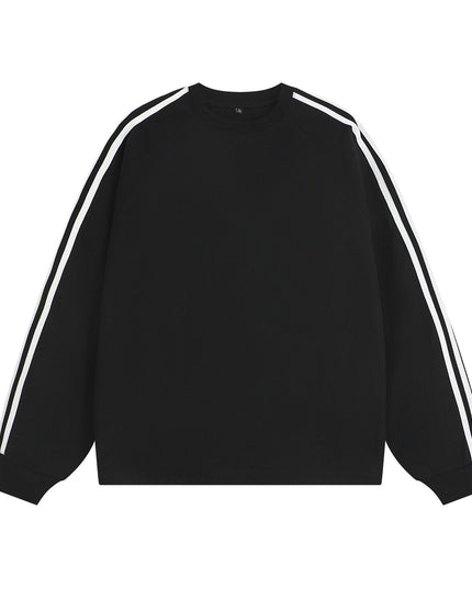 American-style Retro Three-bar Long-sleeved T-shirt For Men