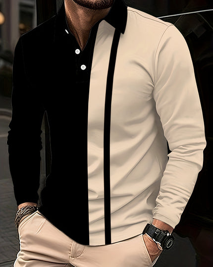 Men's Button Casual Slim Lapel 3D Printed Long Sleeve