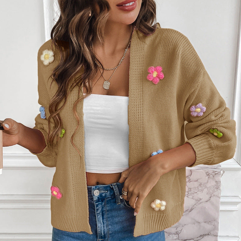 Flower Sweet Knitted Cardigan Sweater Coat