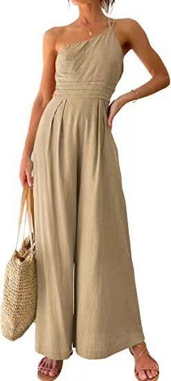Loose Wide-leg Cotton And Linen Jumpsuit