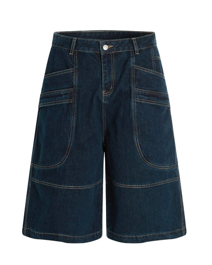Retro Unisex Washed Mens Loose Denim Shorts