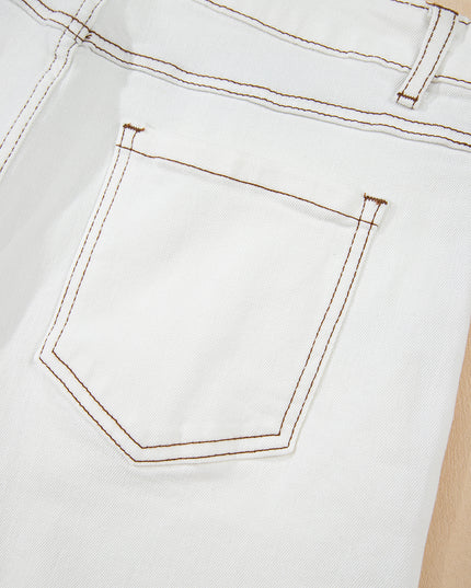 White Raw Hem High Waist Denim Shorts