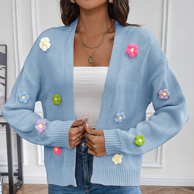 Flower Sweet Knitted Cardigan Sweater Coat