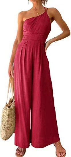 Loose Wide-leg Cotton And Linen Jumpsuit