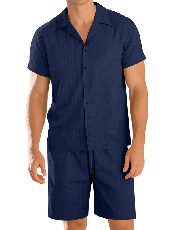 Mens Commuter Casual Button-Down Short-Sleeve Shirt Set