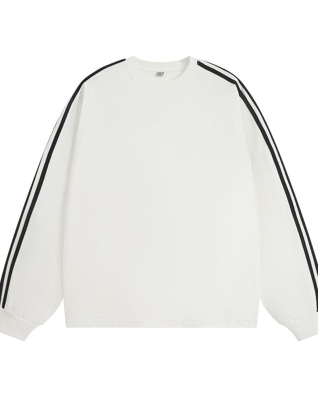 American-style Retro Three-bar Long-sleeved T-shirt For Men