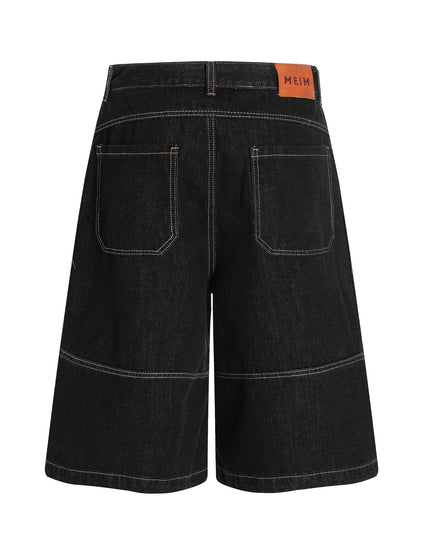 Retro Unisex Washed Mens Loose Denim Shorts