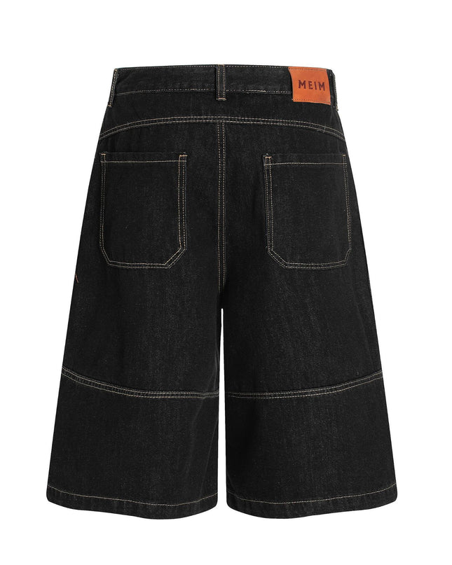Retro Unisex Washed Mens Loose Denim Shorts