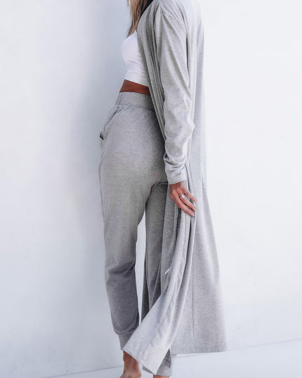 Parchment Split Long Cardigan and Skinny Pants Lounge Set