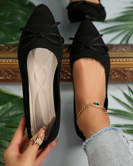 Bow Knitted Loafers Ins Fashion Pointed-toed Flats Shoes For Women