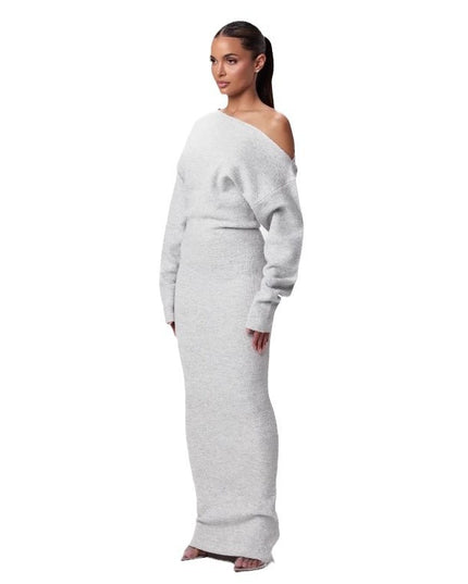 Long Sleeve Knitted Off-shoulder Bodycon Long Dresses